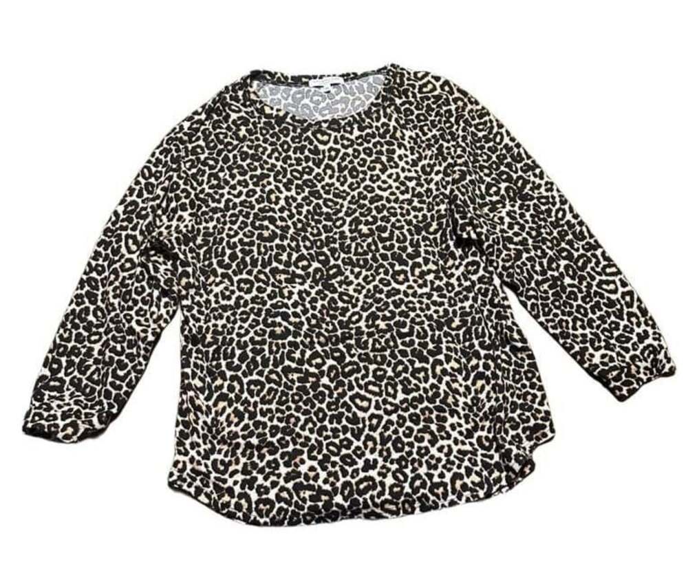Chic Soul Leopard Print Long Sleeve Tunic Top Size 1XL